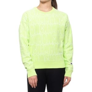 Champion Reverse Weave Allover Print Lime Green Sweatshirt Women's Medium